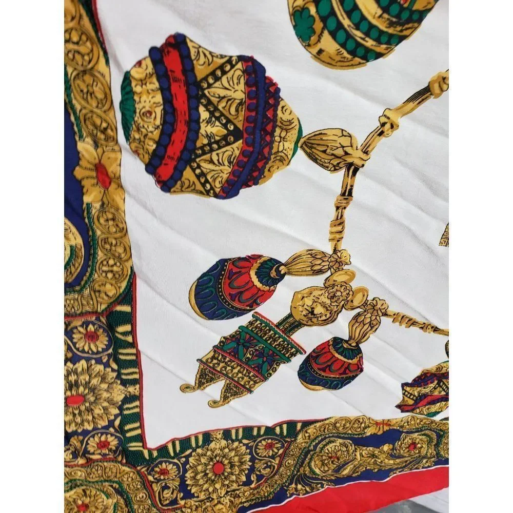 Vintage Red Gold Blue 100% Pure Silk Hand Rolled‎ From China Ladies Headscarf